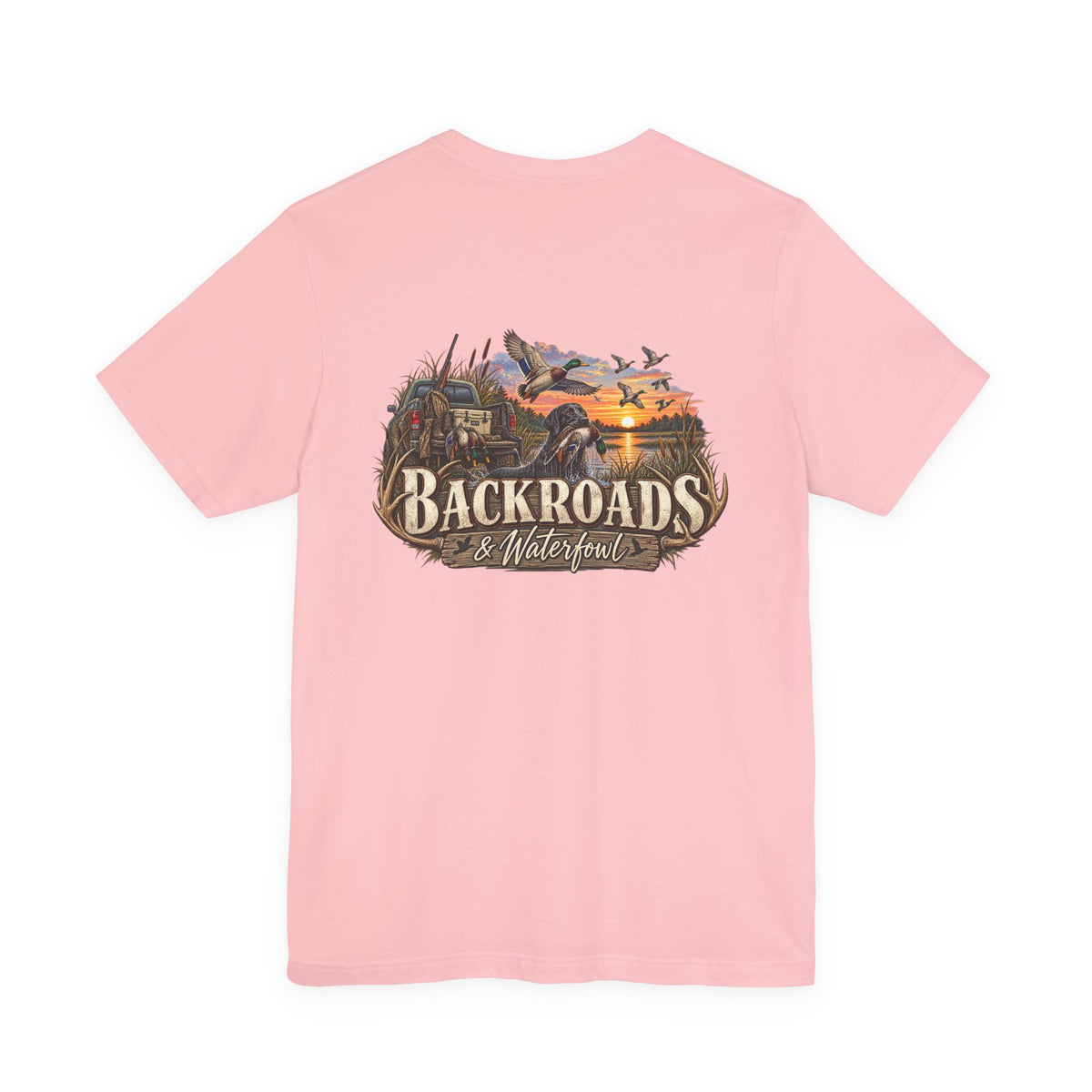 Backroads & Waterfowl Tee — Outdoor Hunting Duck Sunset Graphic T-Shirt