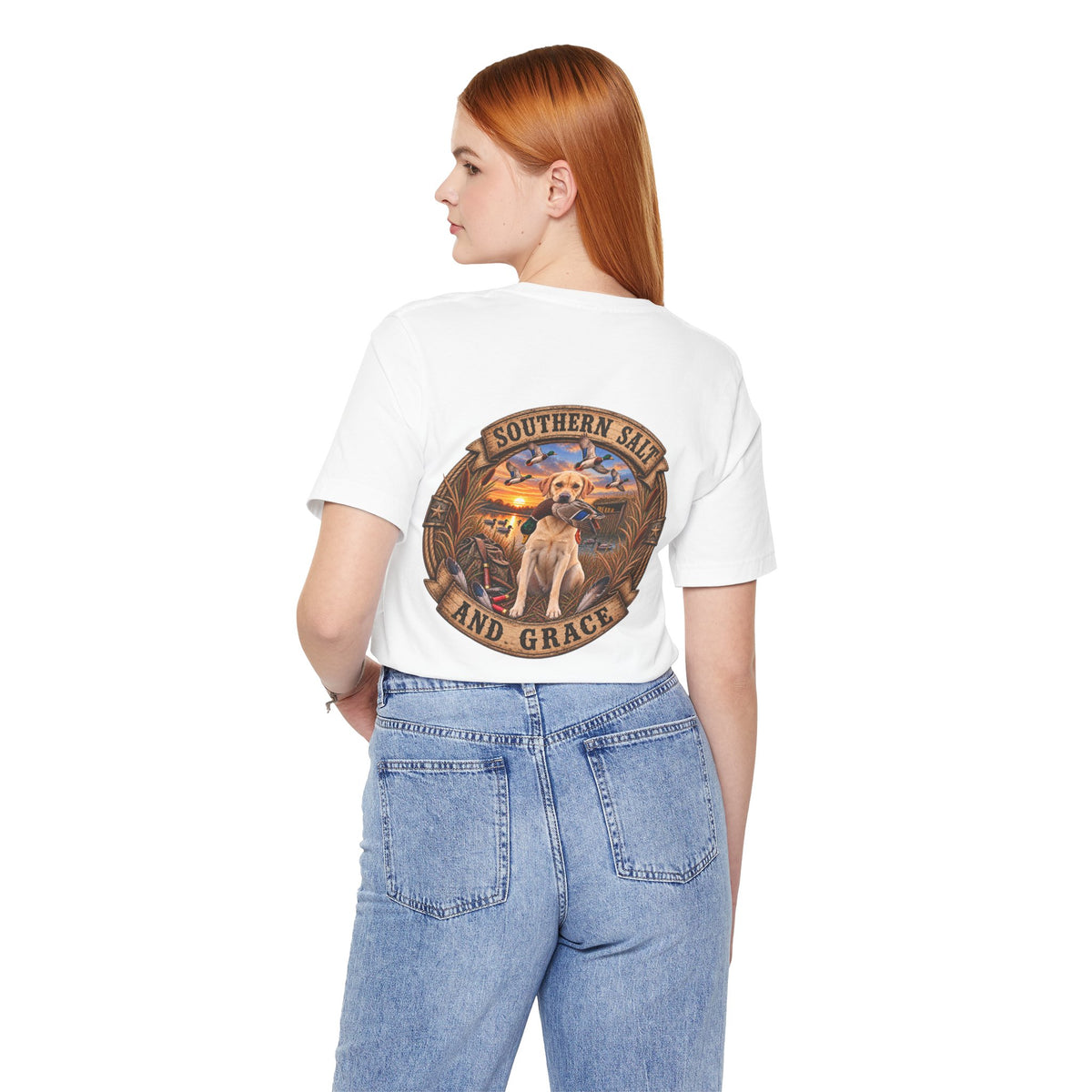 Marsh mornings yellow lab short sleeve