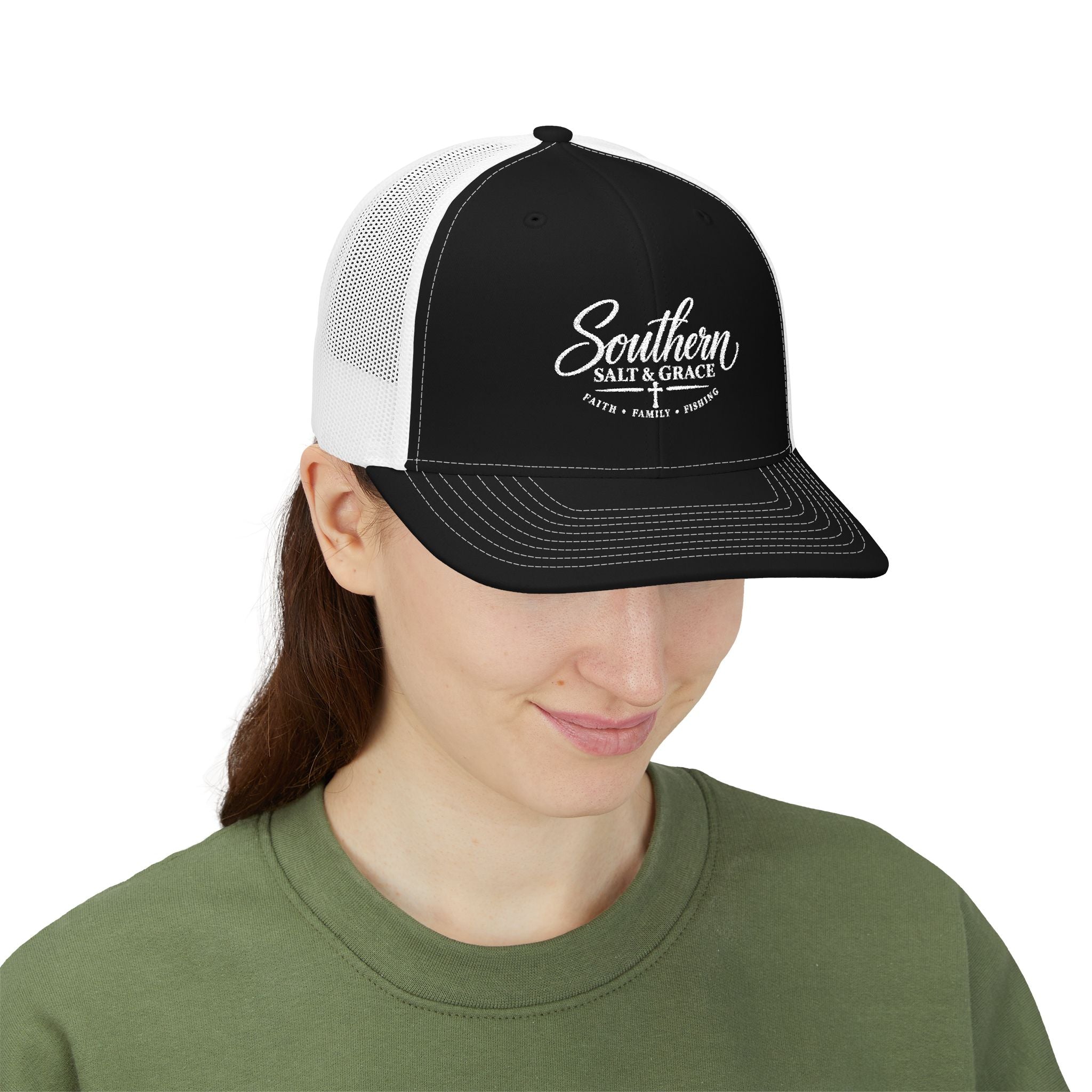 Southern Salt & Grace Trucker Hat – Embroidered Snapback Cap