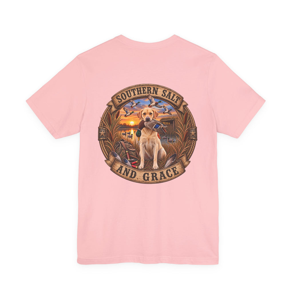 Marsh mornings yellow lab short sleeve