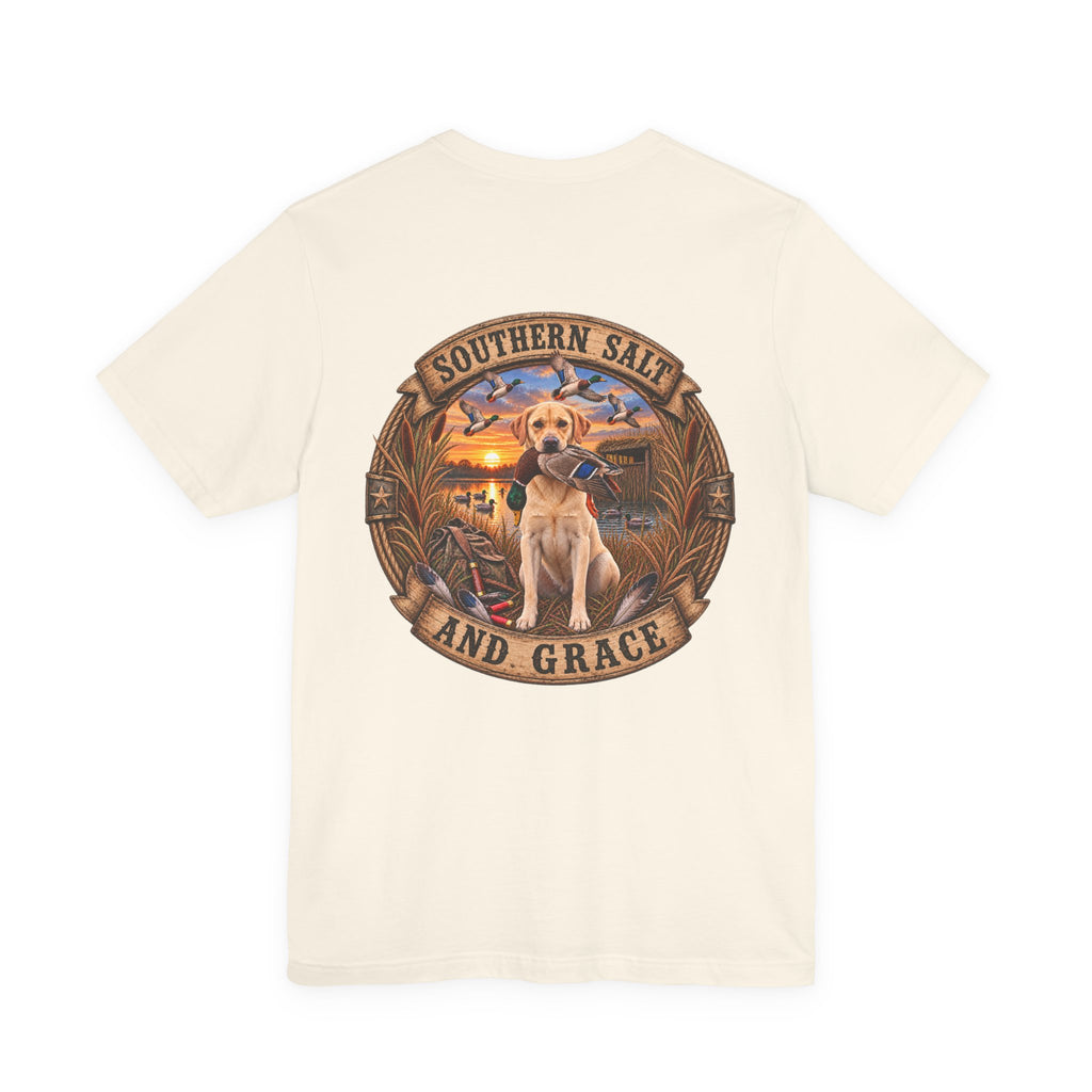 Marsh mornings yellow lab short sleeve