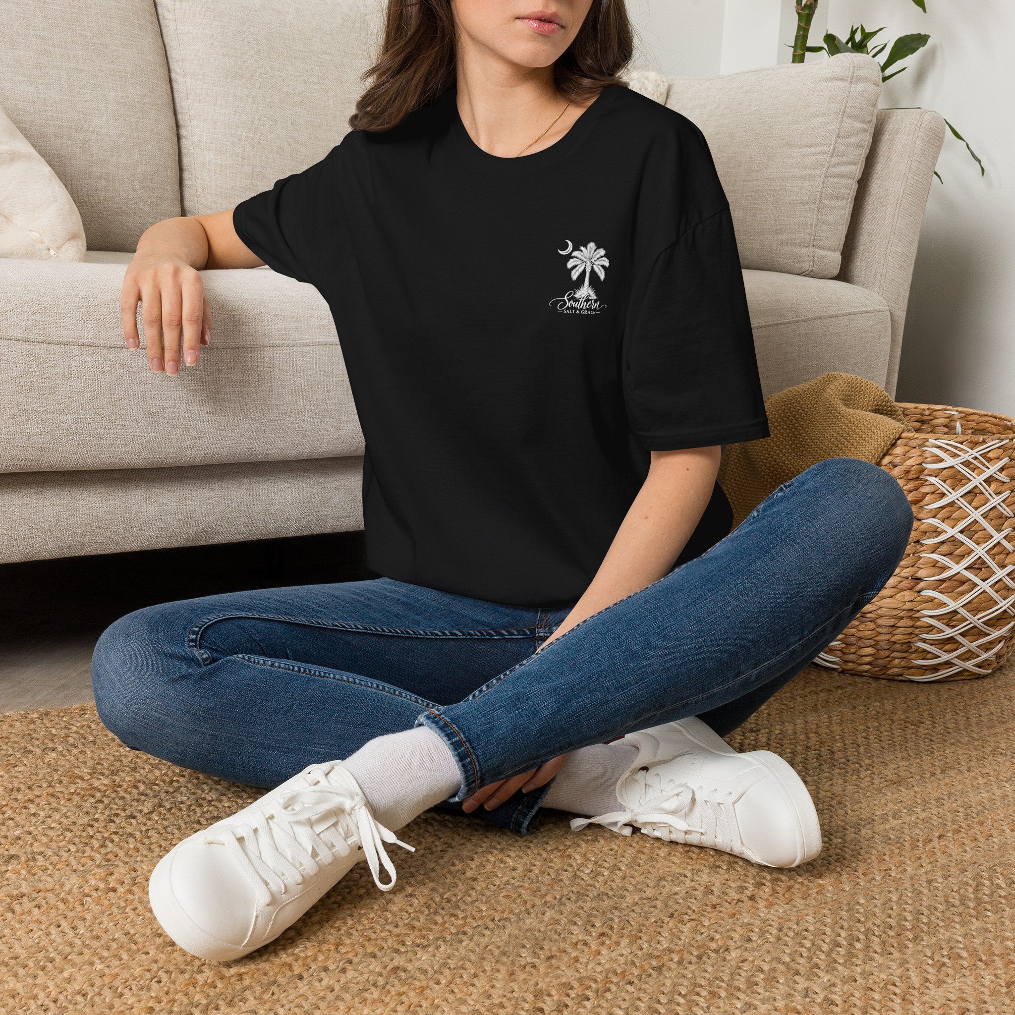 Moon & Palmetto Pocket Tee — South Carolina Palm Tree T-Shirt