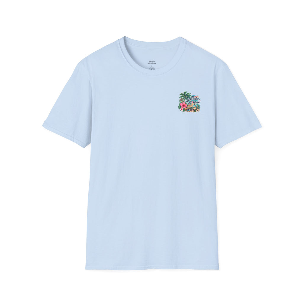 T-Shirt — Tropical Floral 'Charleston Paradise' Chest Design