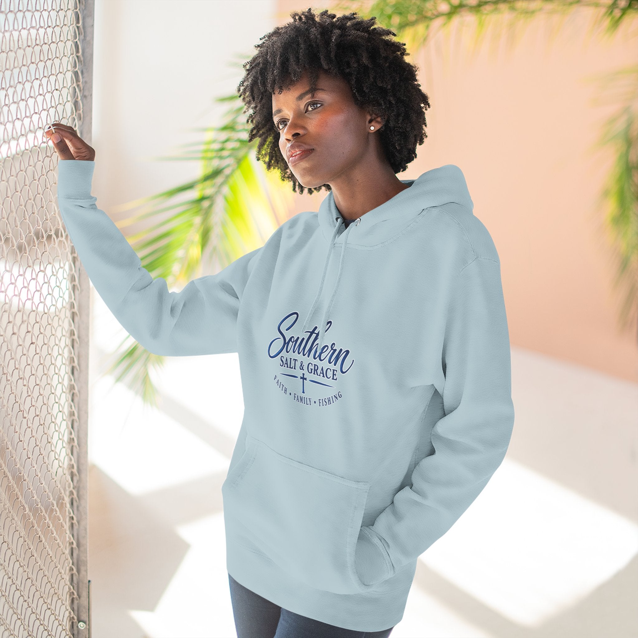 Southern Salt & Grace Hoodie — Coastal Fishing Graphic Fleece Pullover