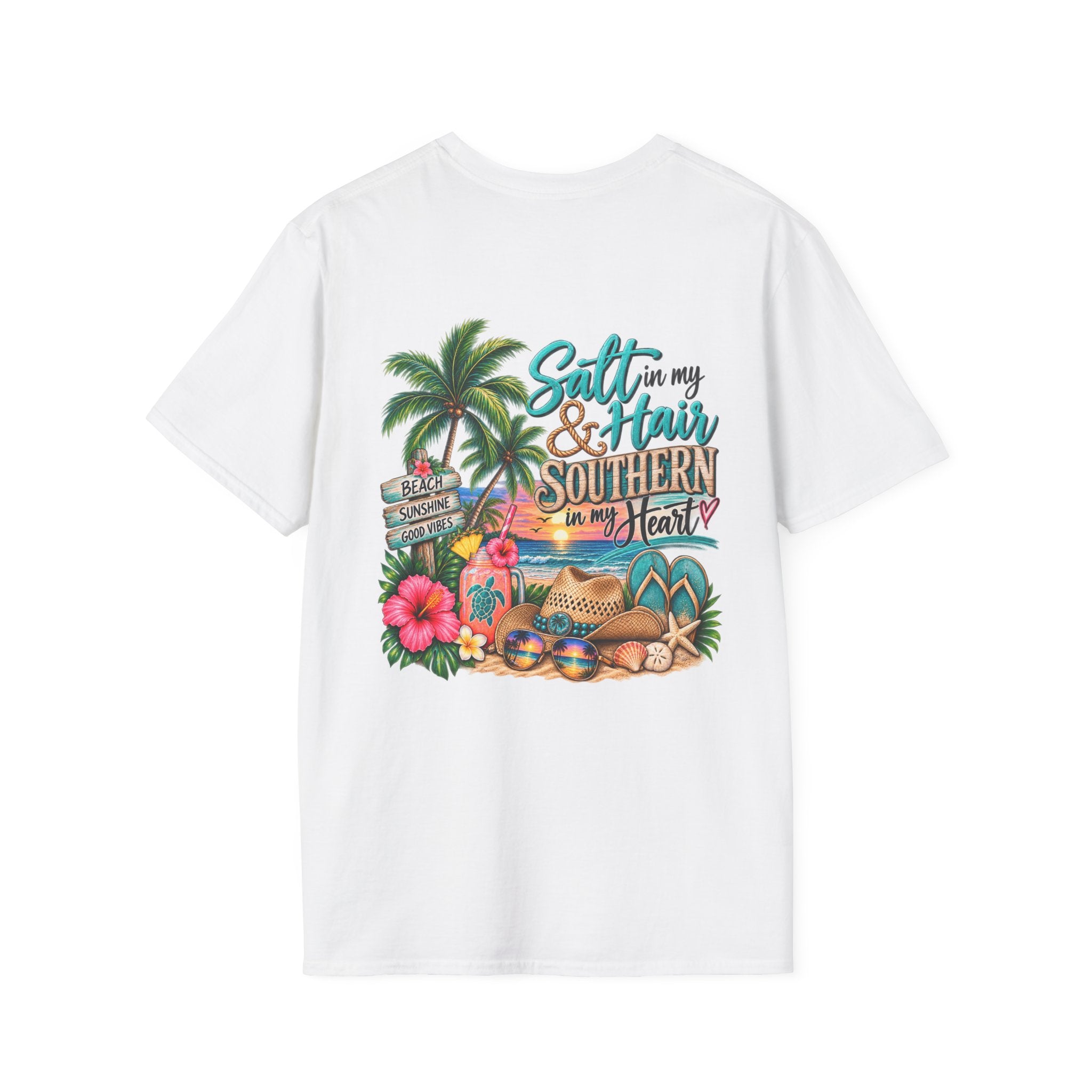 T-Shirt — Tropical Floral 'Charleston Paradise' Chest Design