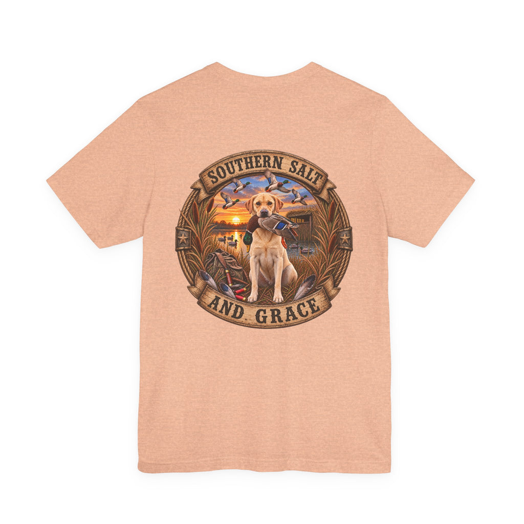 Marsh mornings yellow lab short sleeve