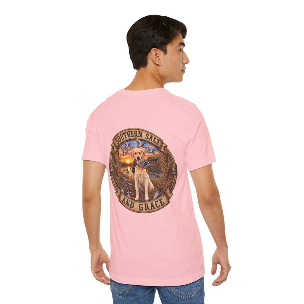 Marsh mornings yellow lab short sleeve