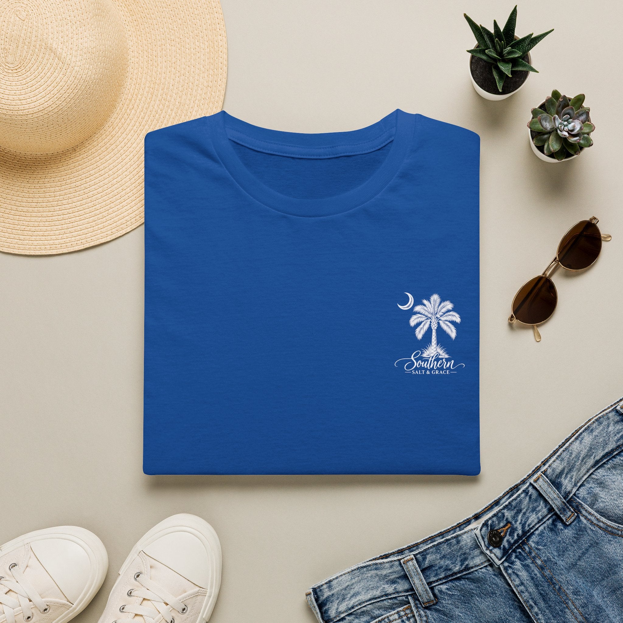 Moon & Palmetto Pocket Tee — South Carolina Palm Tree T-Shirt