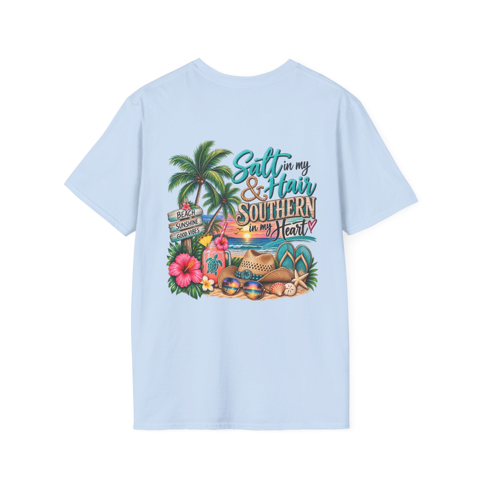 T-Shirt — Tropical Floral 'Charleston Paradise' Chest Design