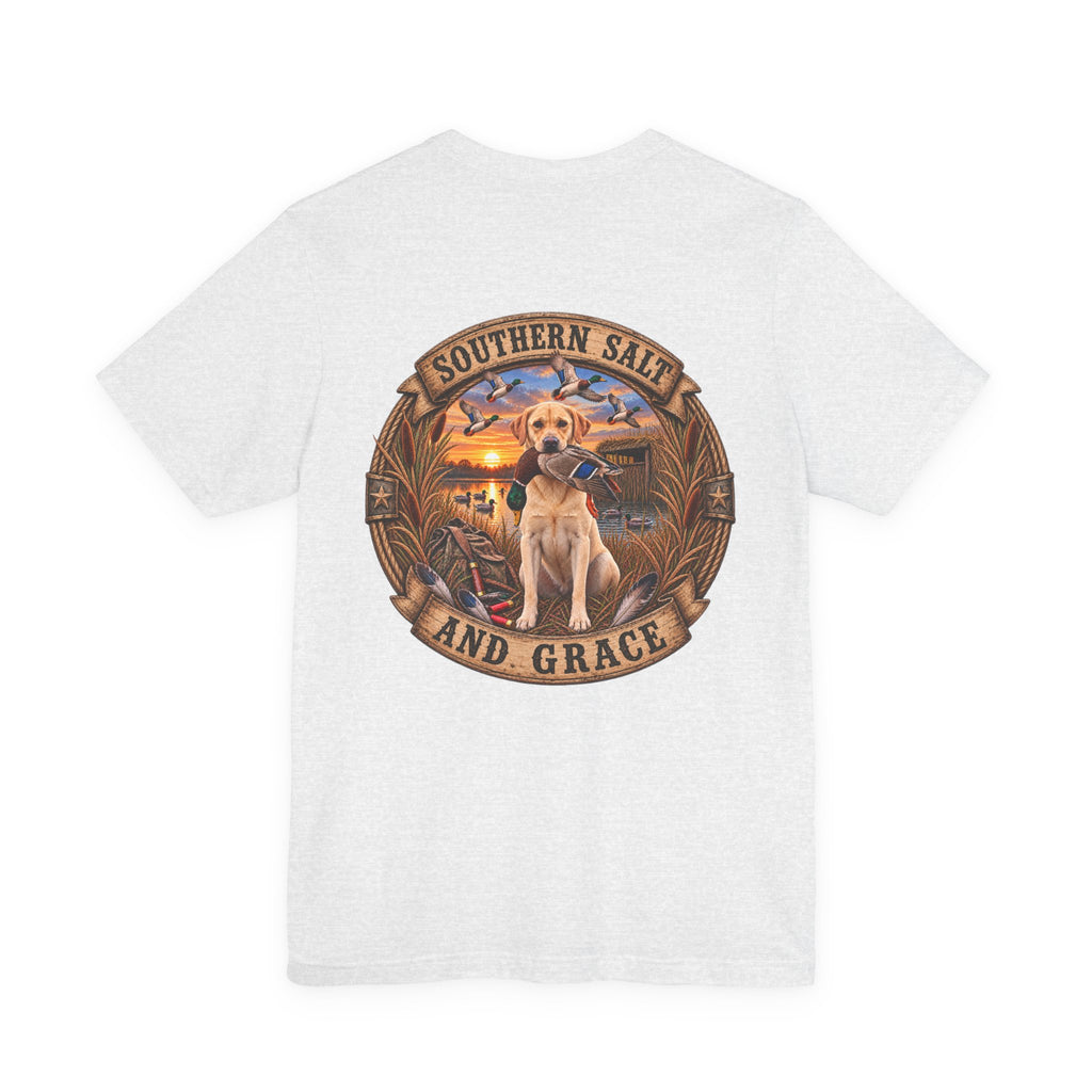 Marsh mornings yellow lab short sleeve