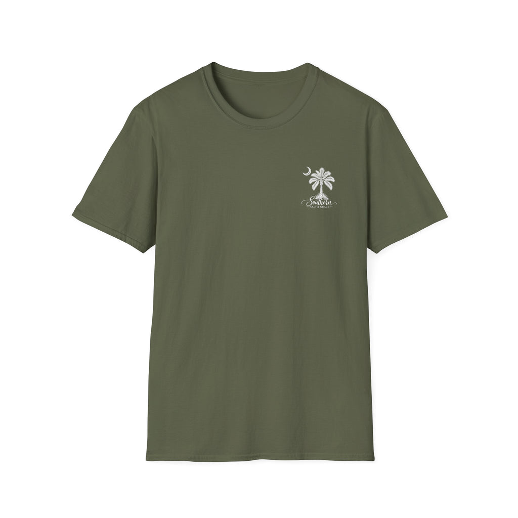 Moon & Palmetto Pocket Tee — South Carolina Palm Tree T-Shirt
