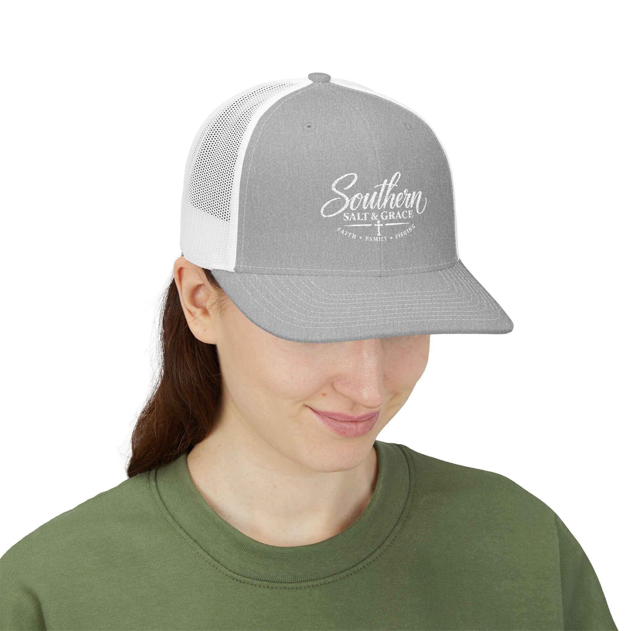 Southern Salt & Grace Trucker Hat – Embroidered Snapback Cap