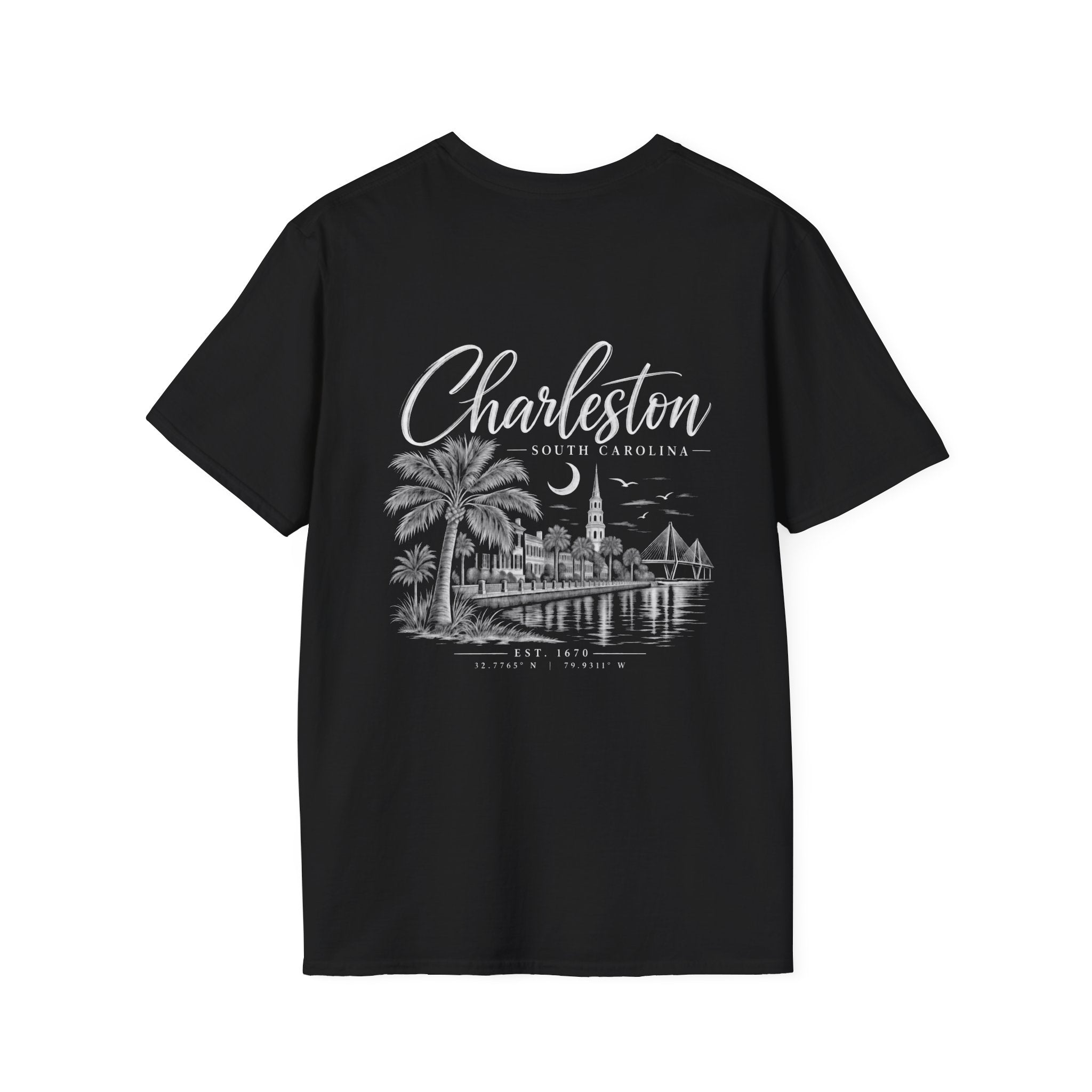 Moon & Palmetto Pocket Tee — South Carolina Palm Tree T-Shirt