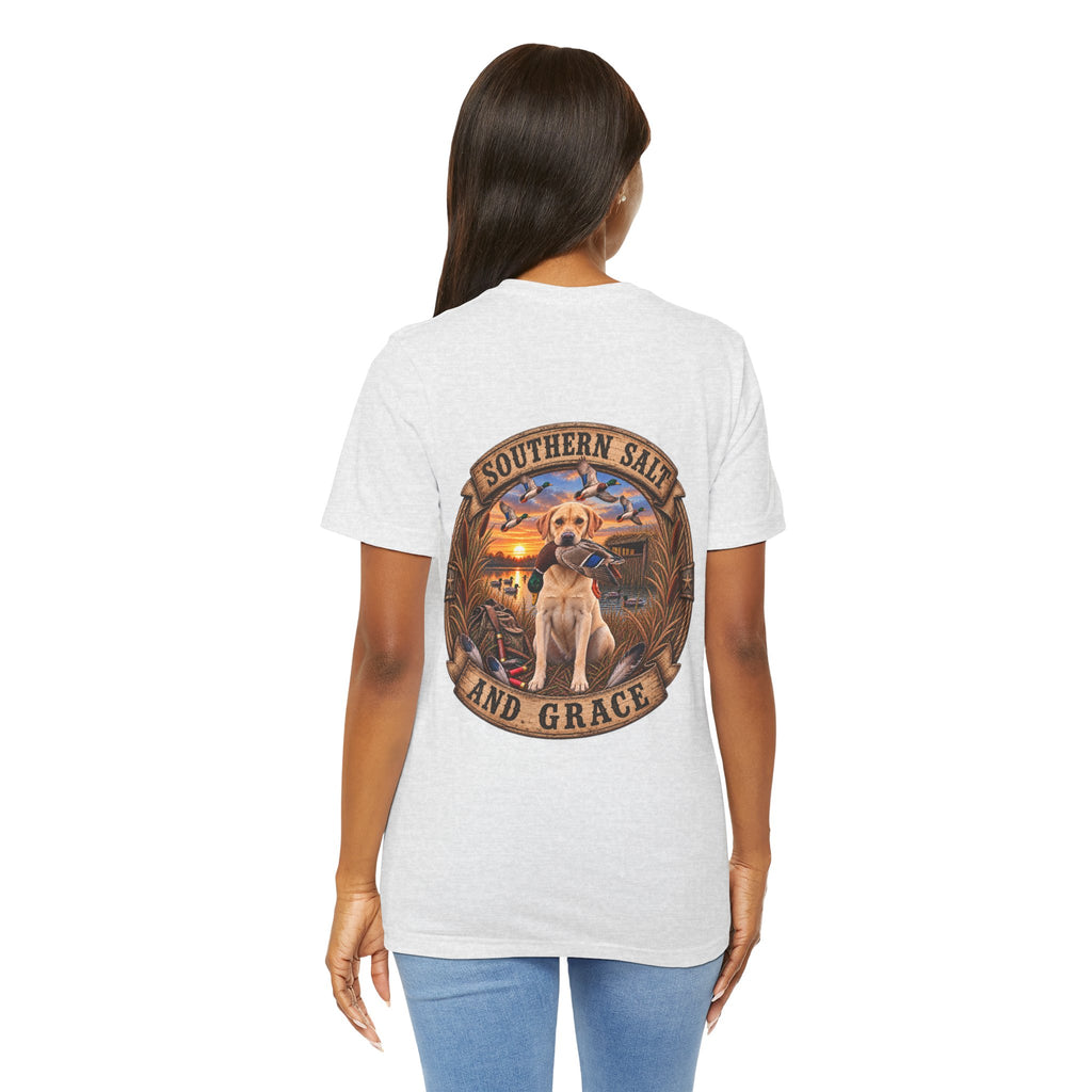 Marsh mornings yellow lab short sleeve
