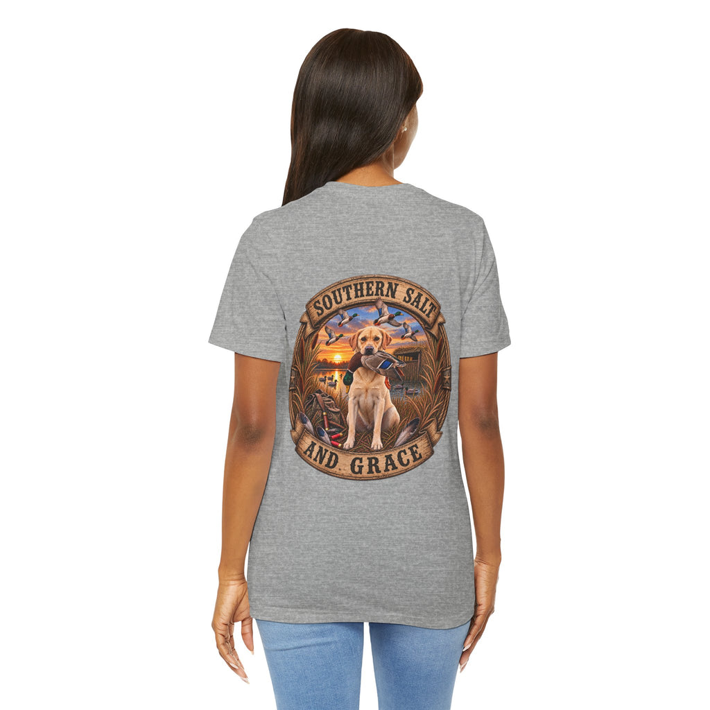 Marsh mornings yellow lab short sleeve