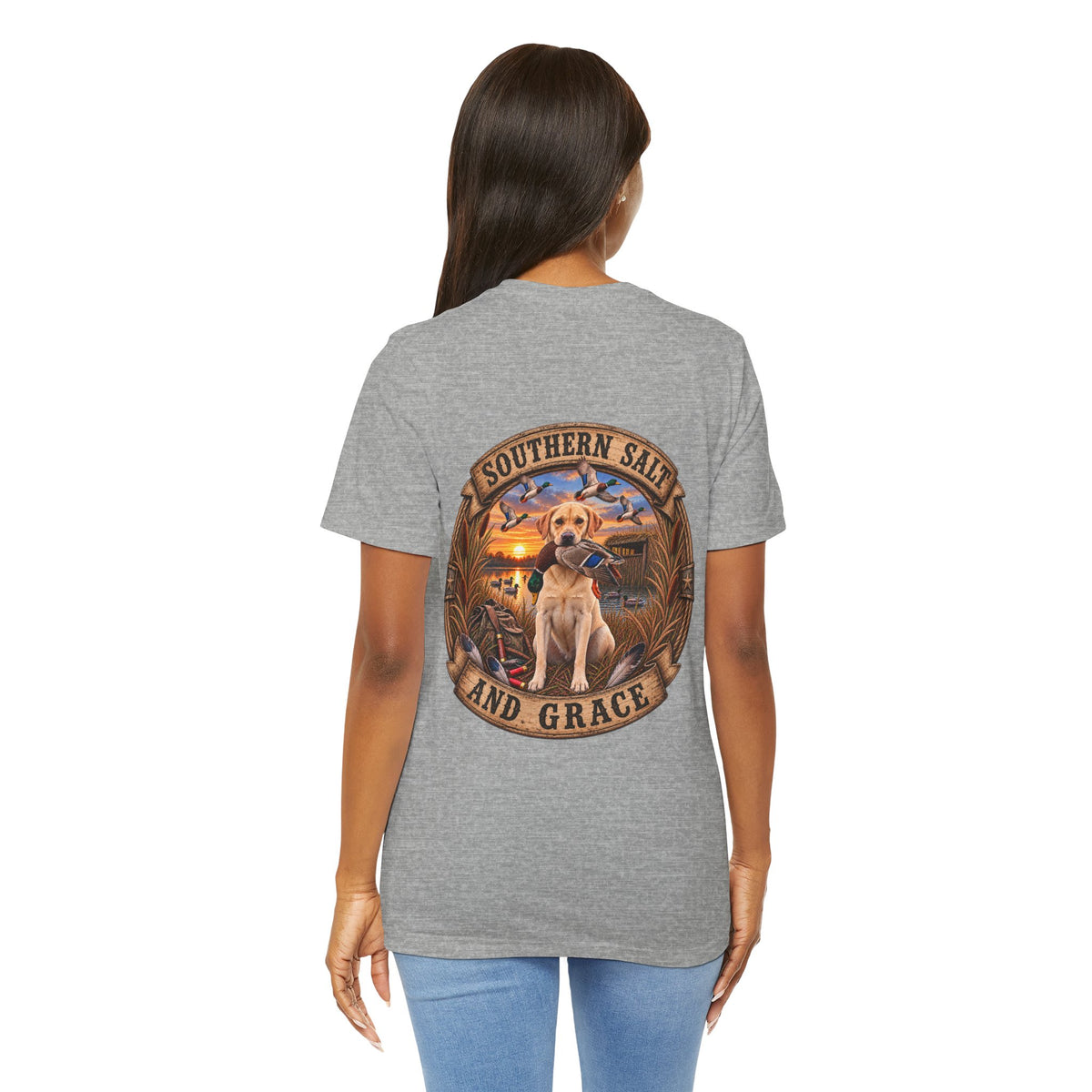 Marsh mornings yellow lab short sleeve