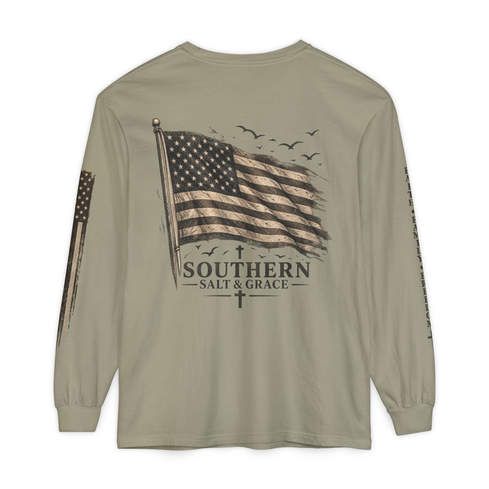 Southern Salt & Grace Flag Long Sleeve Tee