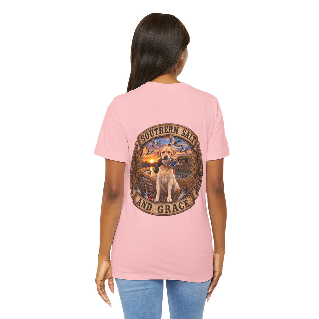Marsh mornings yellow lab short sleeve