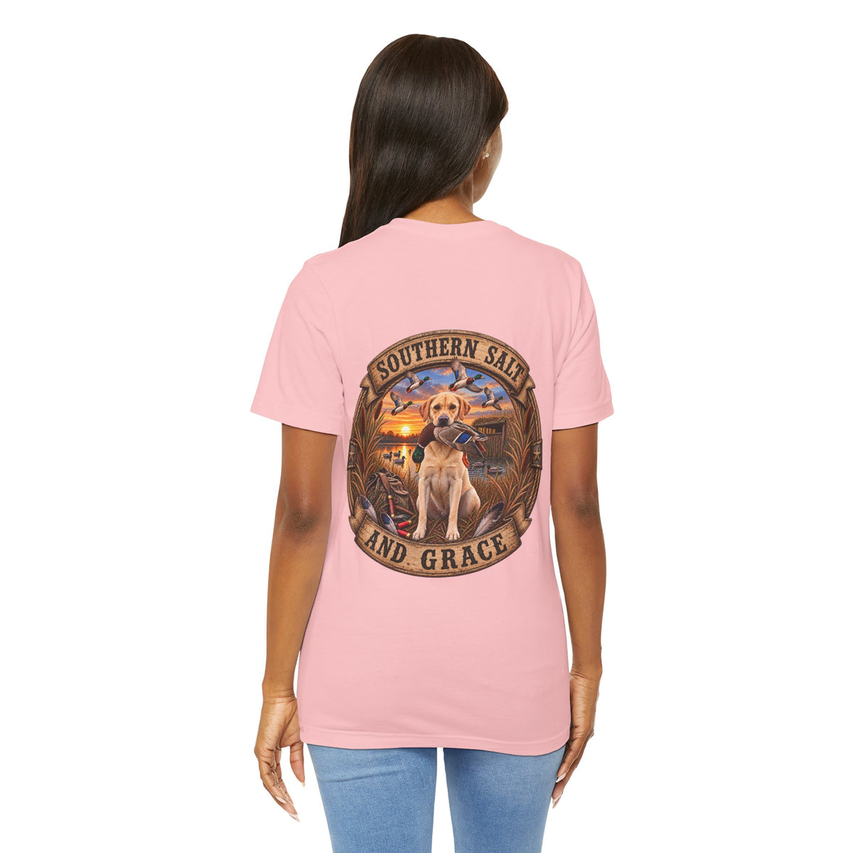 Marsh mornings yellow lab short sleeve