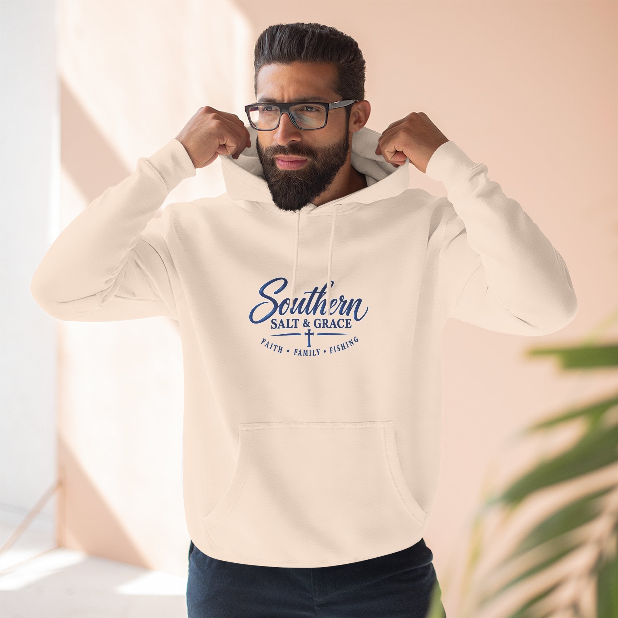 Southern Salt & Grace Hoodie — Coastal Fishing Graphic Fleece Pullover
