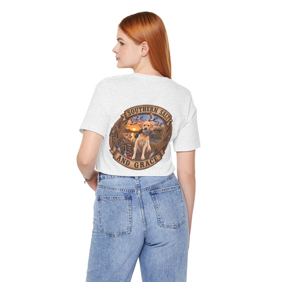 Marsh mornings yellow lab short sleeve
