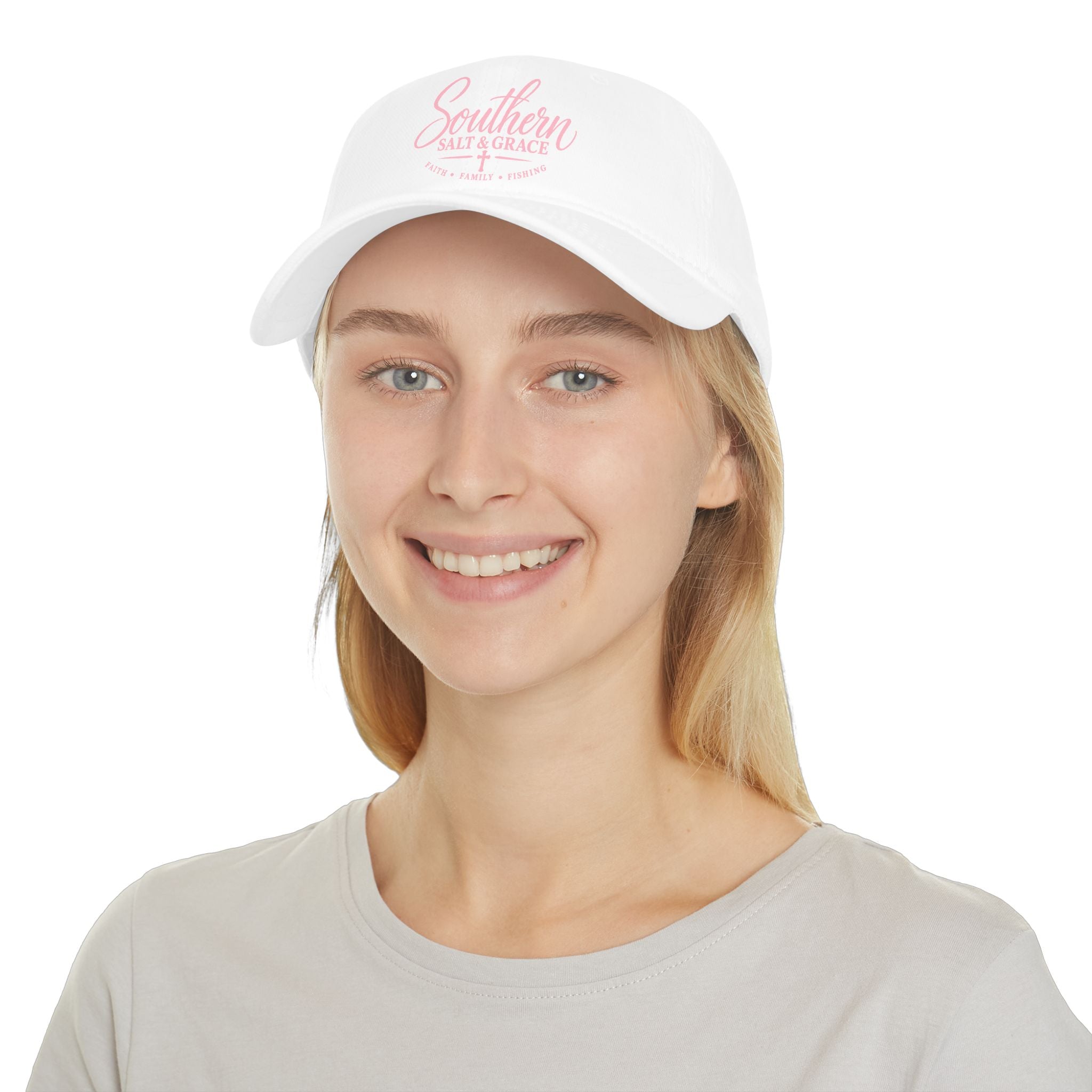 Southern Salt & Grace Cap — Low Profile Baseball Hat with Pink Script