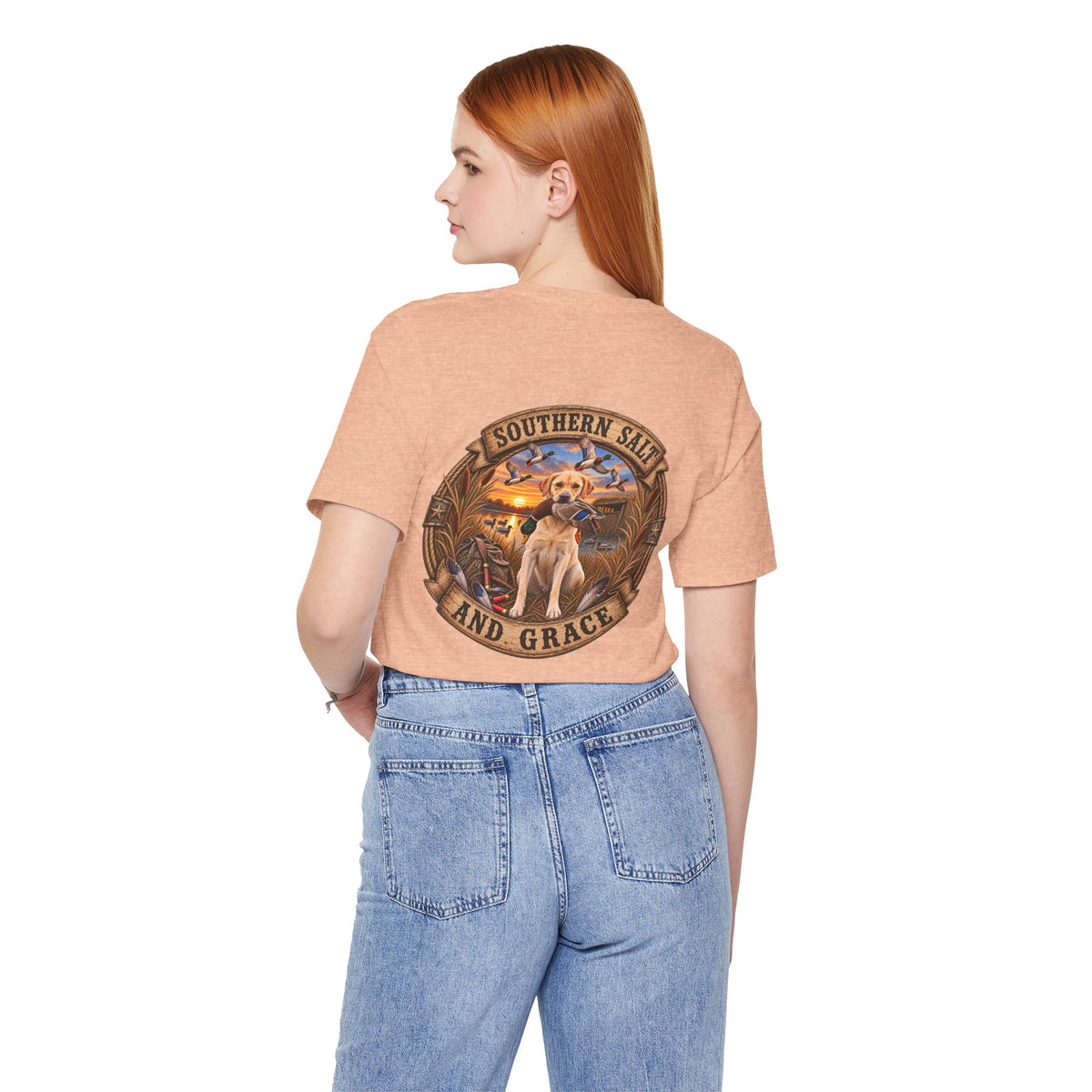 Marsh mornings yellow lab short sleeve