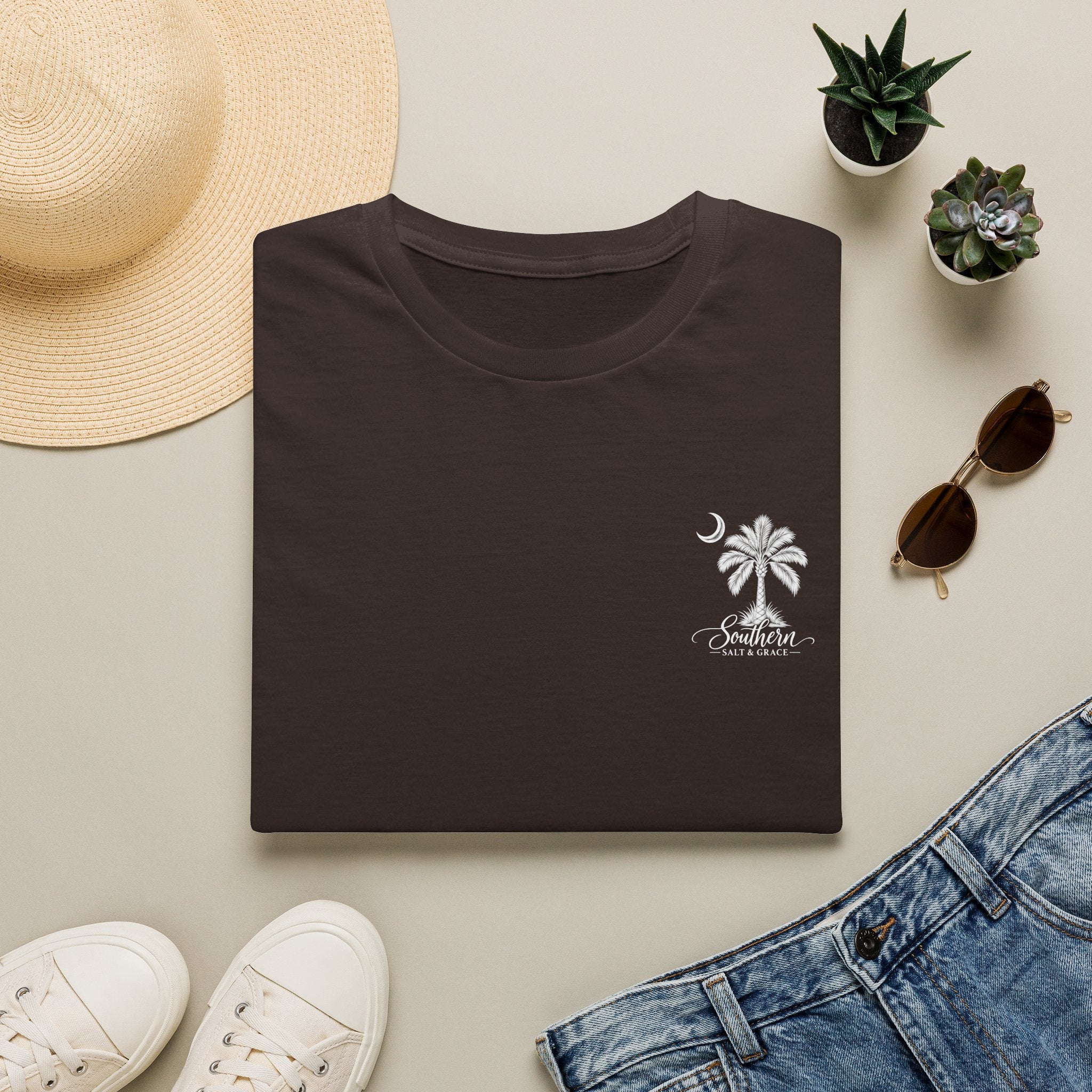 Moon & Palmetto Pocket Tee — South Carolina Palm Tree T-Shirt