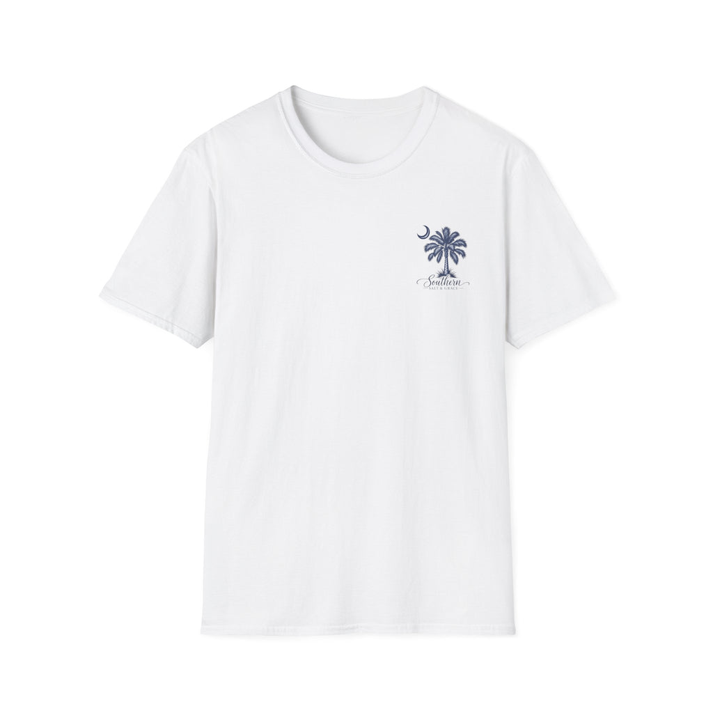 Palm Moon T-Shirt — 'Sunlit' Minimal Beach Palm Graphic Tee