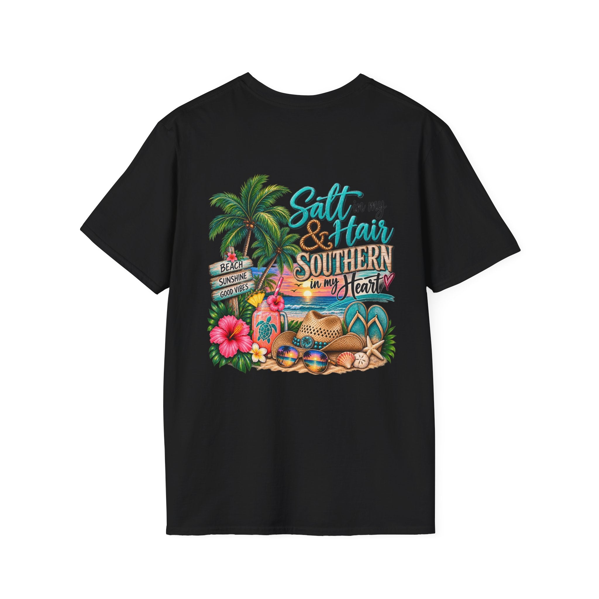 T-Shirt — Tropical Floral 'Charleston Paradise' Chest Design