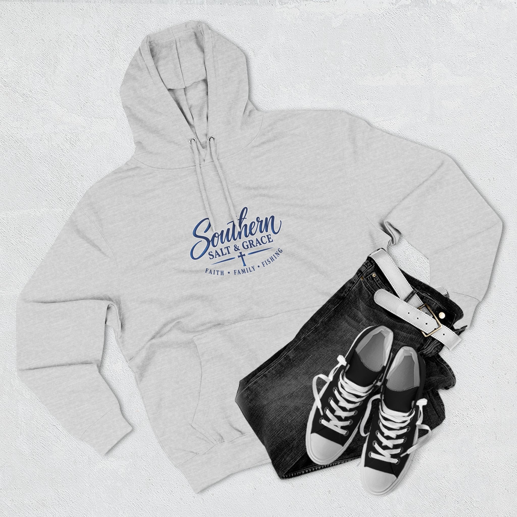 Southern Salt & Grace Hoodie — Coastal Fishing Graphic Fleece Pullover