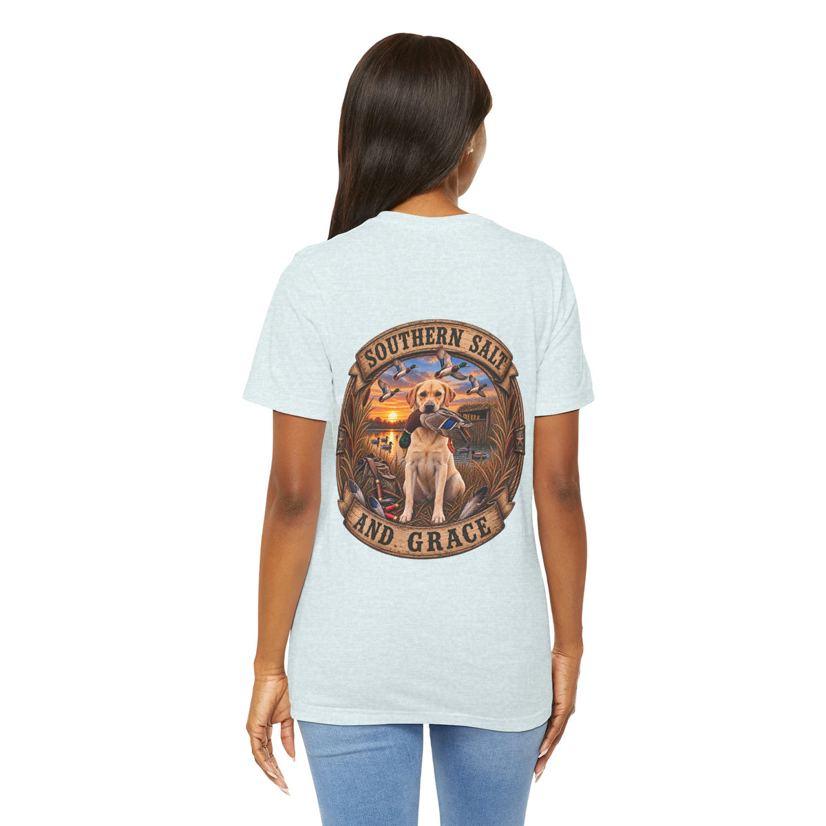 Marsh mornings yellow lab short sleeve