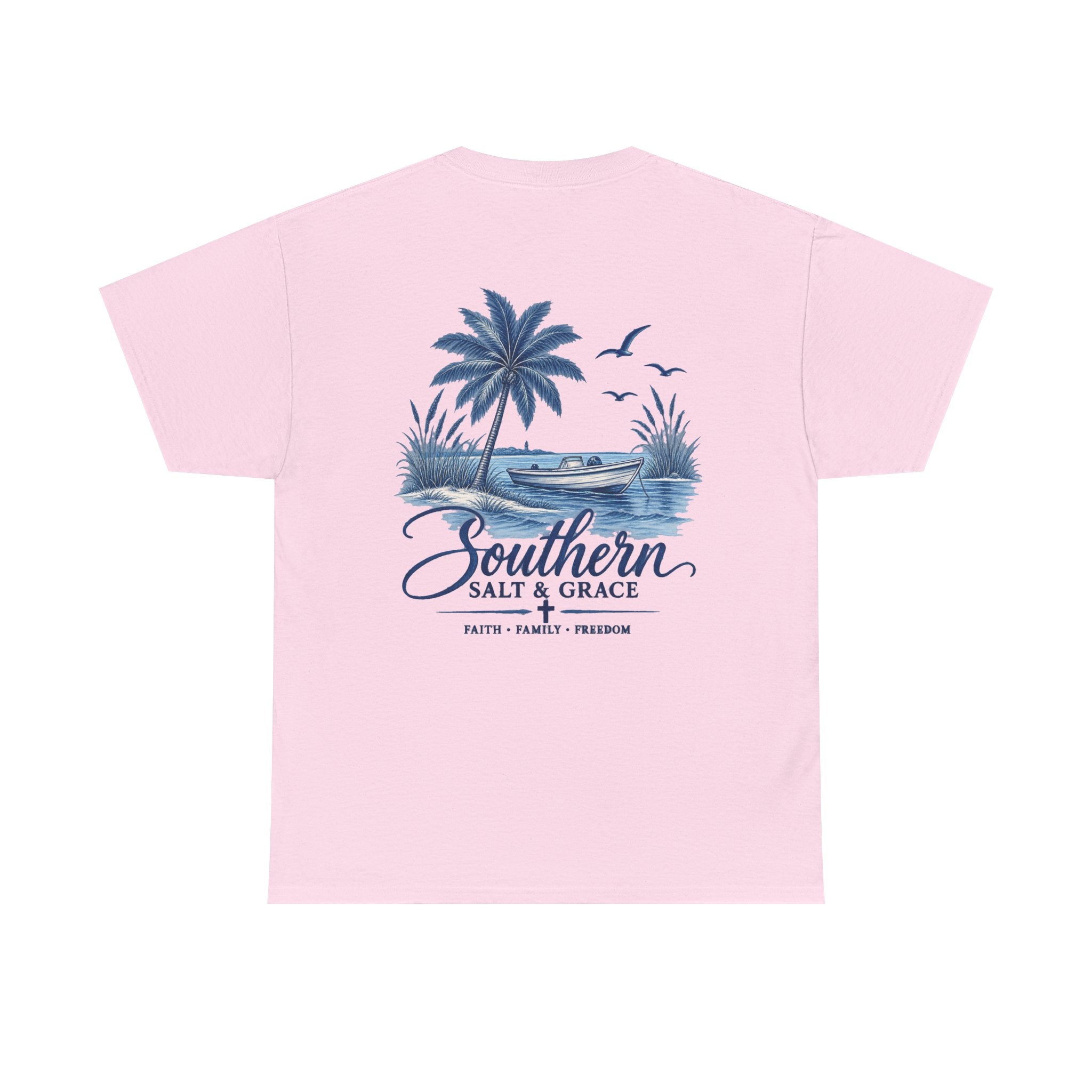 Southern Salt & Grace Beach T-Shirt — Palm Tree Coastal Tee