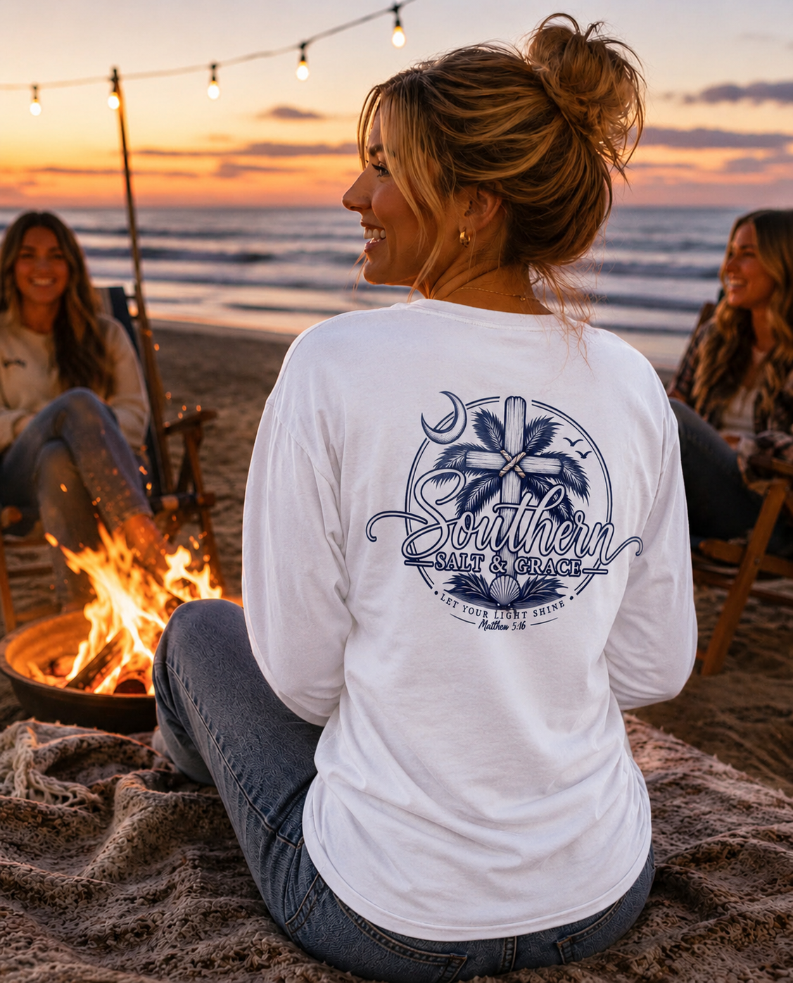 'Destiny' Nautical Compass Long Sleeve Tee — Coastal Christian Graphic