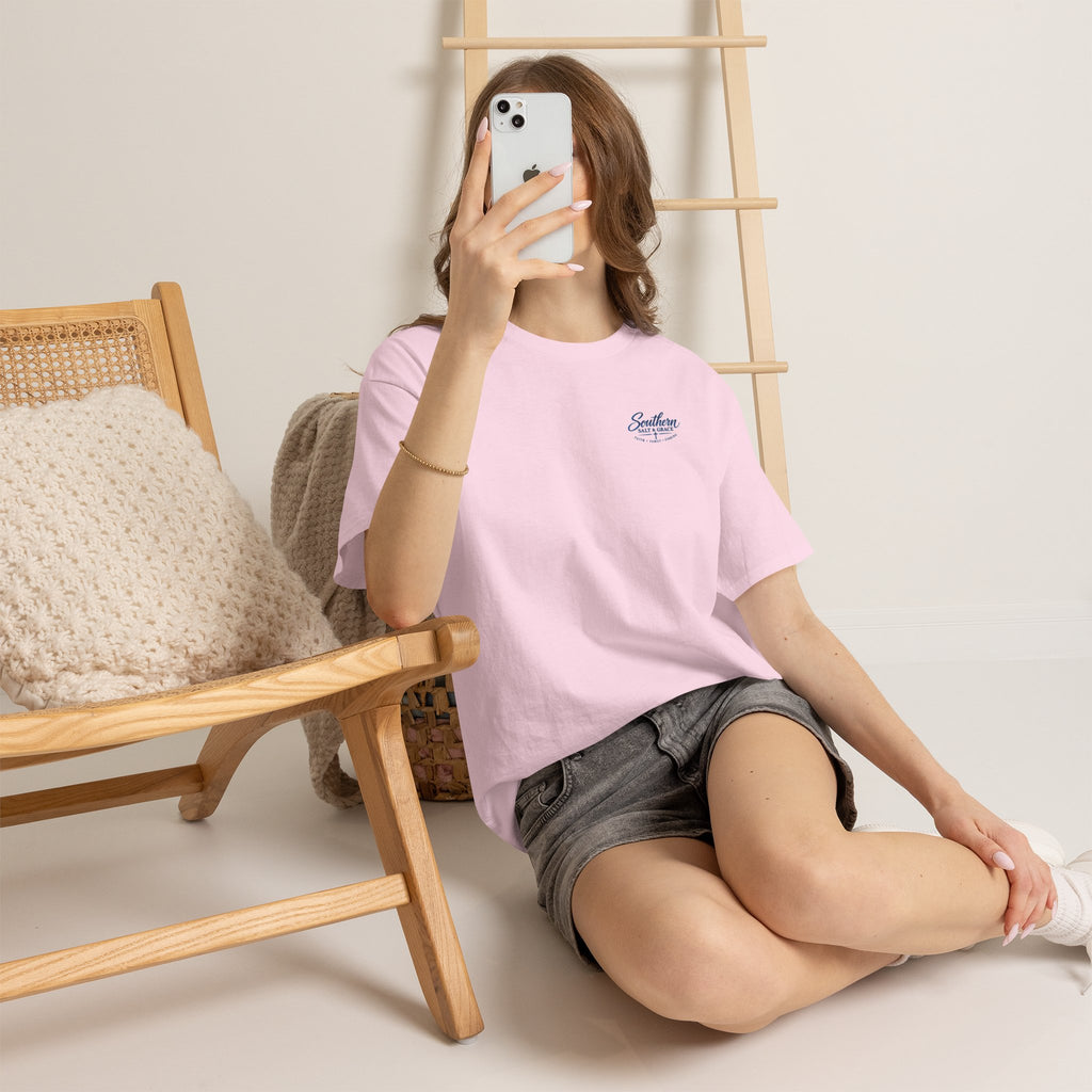 Southern Salt & Grace Beach T-Shirt — Palm Tree Coastal Tee