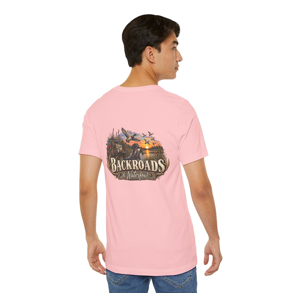 Backroads & Waterfowl Tee — Outdoor Hunting Duck Sunset Graphic T-Shirt