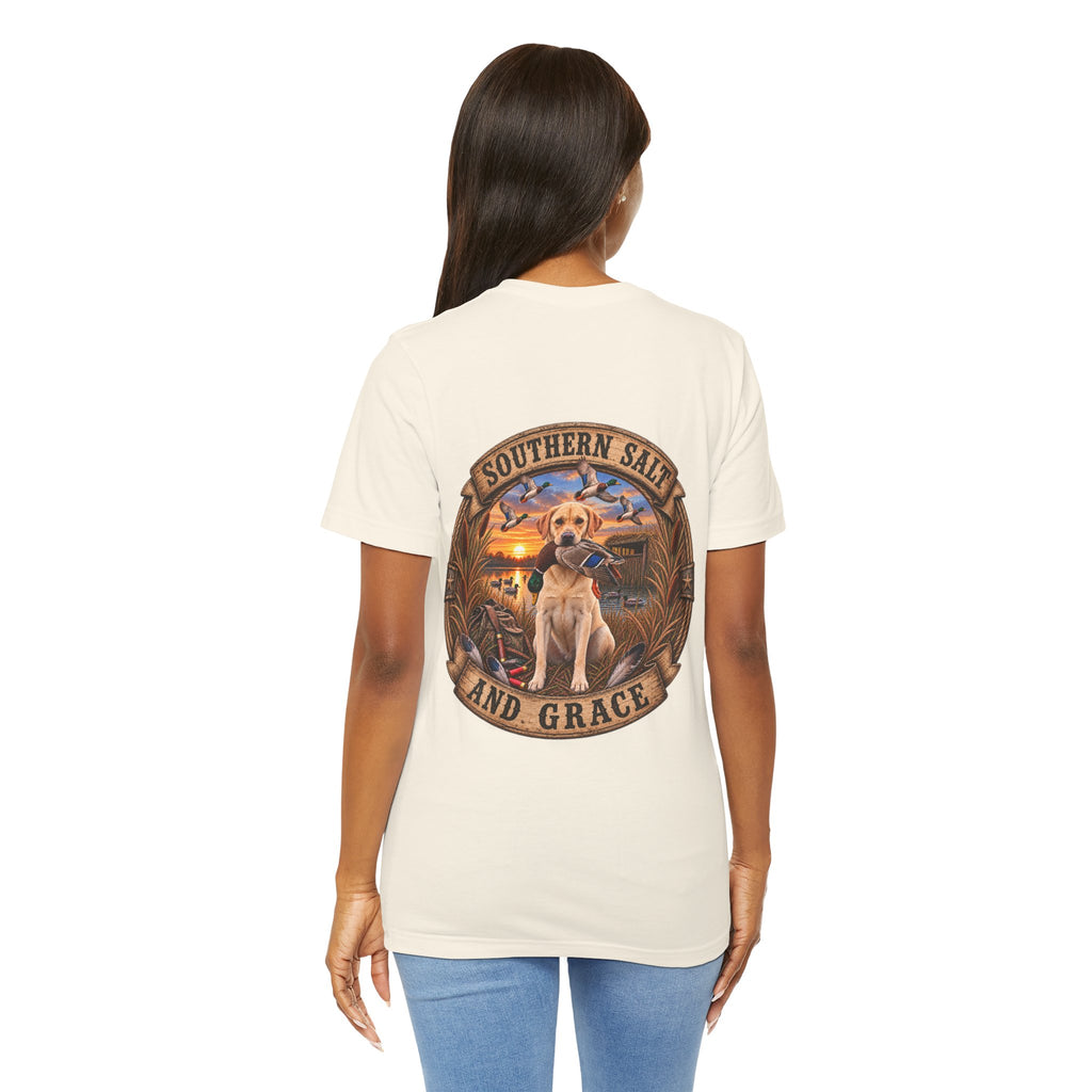 Marsh mornings yellow lab short sleeve