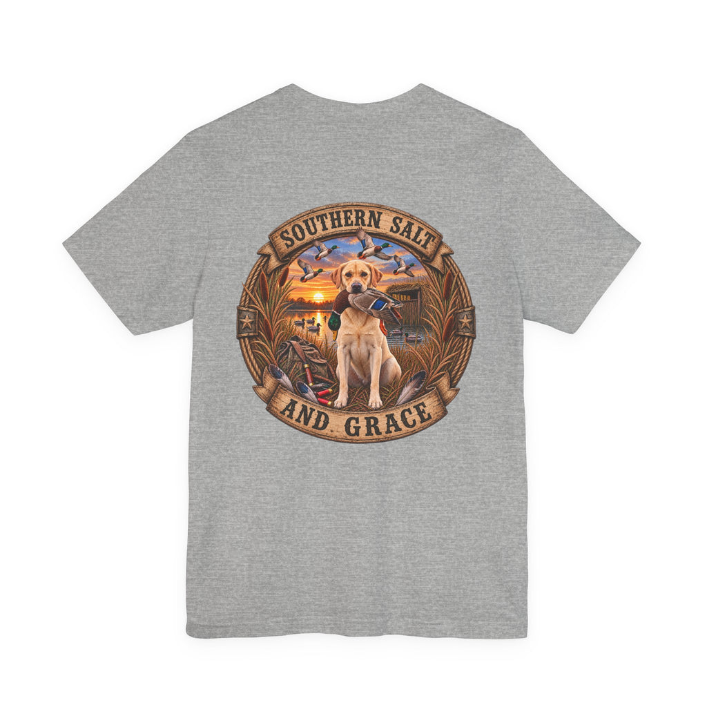 Marsh mornings yellow lab short sleeve