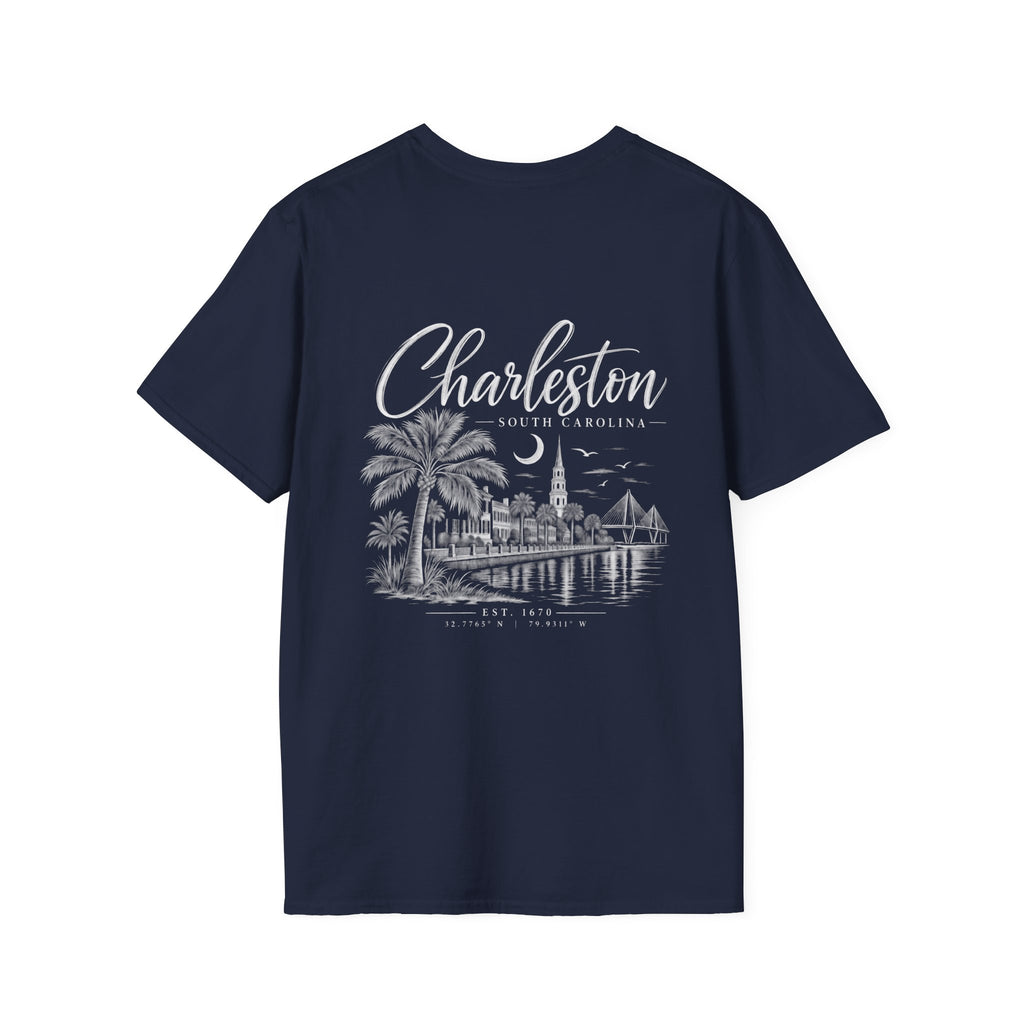 Moon & Palmetto Pocket Tee — South Carolina Palm Tree T-Shirt