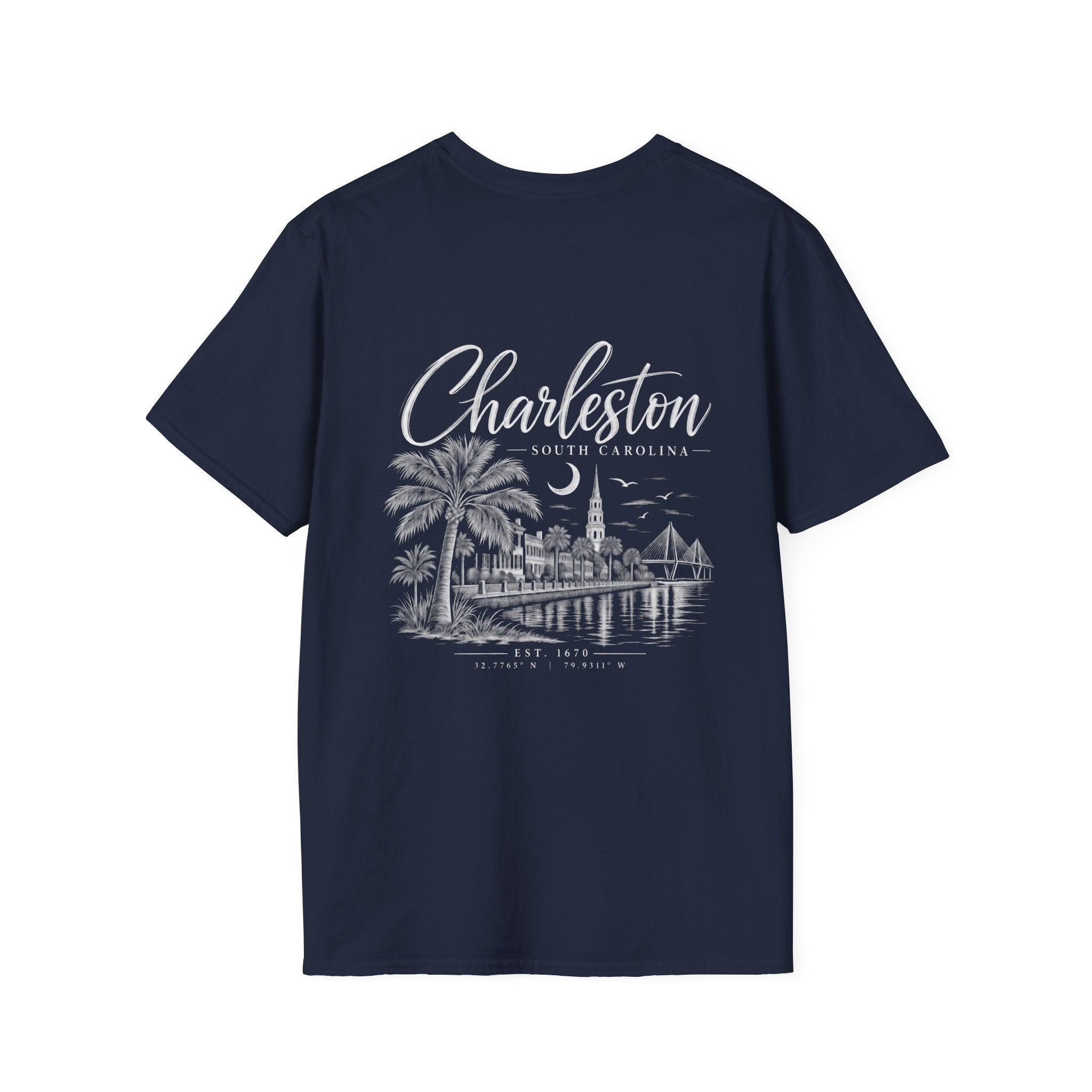 Moon & Palmetto Pocket Tee — South Carolina Palm Tree T-Shirt