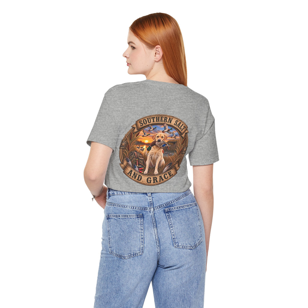 Marsh mornings yellow lab short sleeve