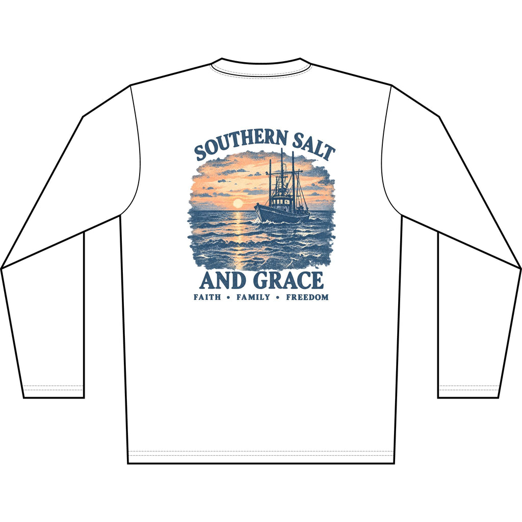 Sunset Boat Long Sleeve Performace Shirt