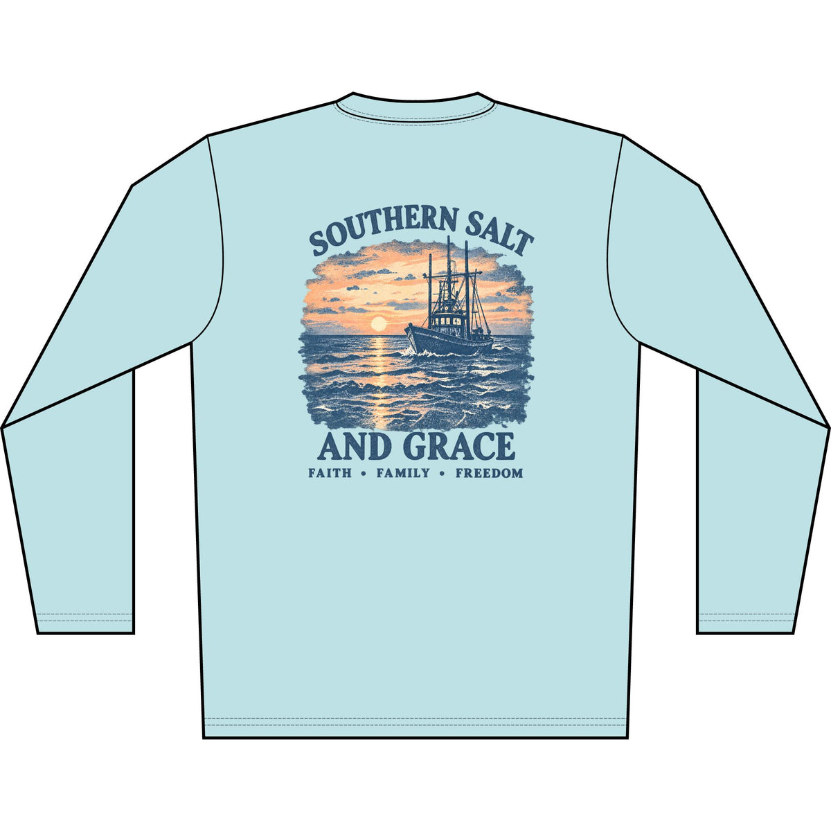 Sunset Boat Long Sleeve Performace Shirt