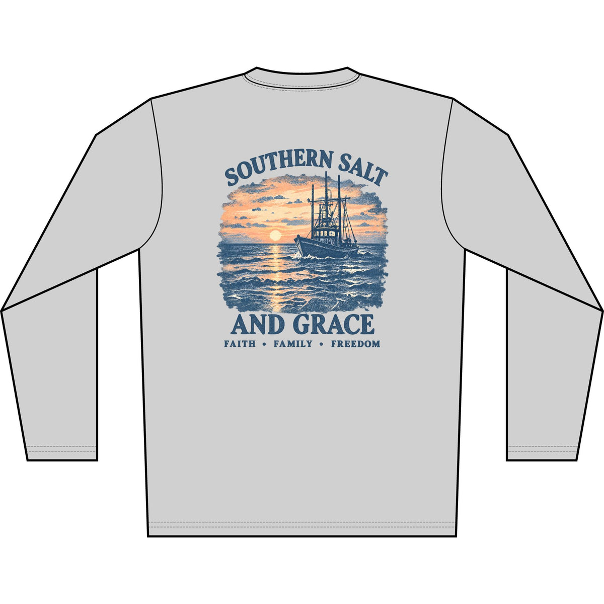 Sunset Boat Long Sleeve Performace Shirt