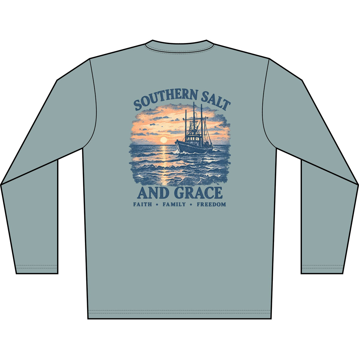 Sunset Boat Long Sleeve Performace Shirt