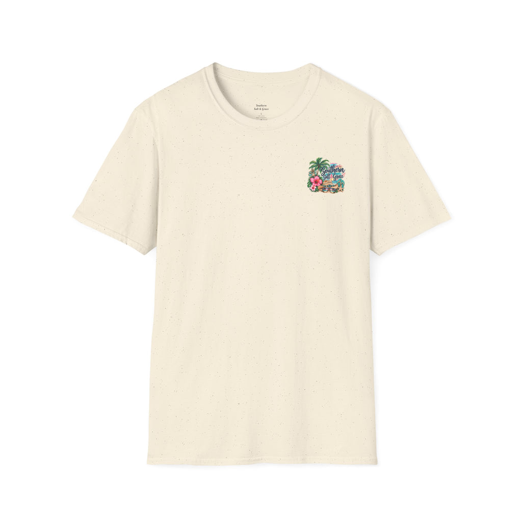 T-Shirt — Tropical Floral 'Charleston Paradise' Chest Design