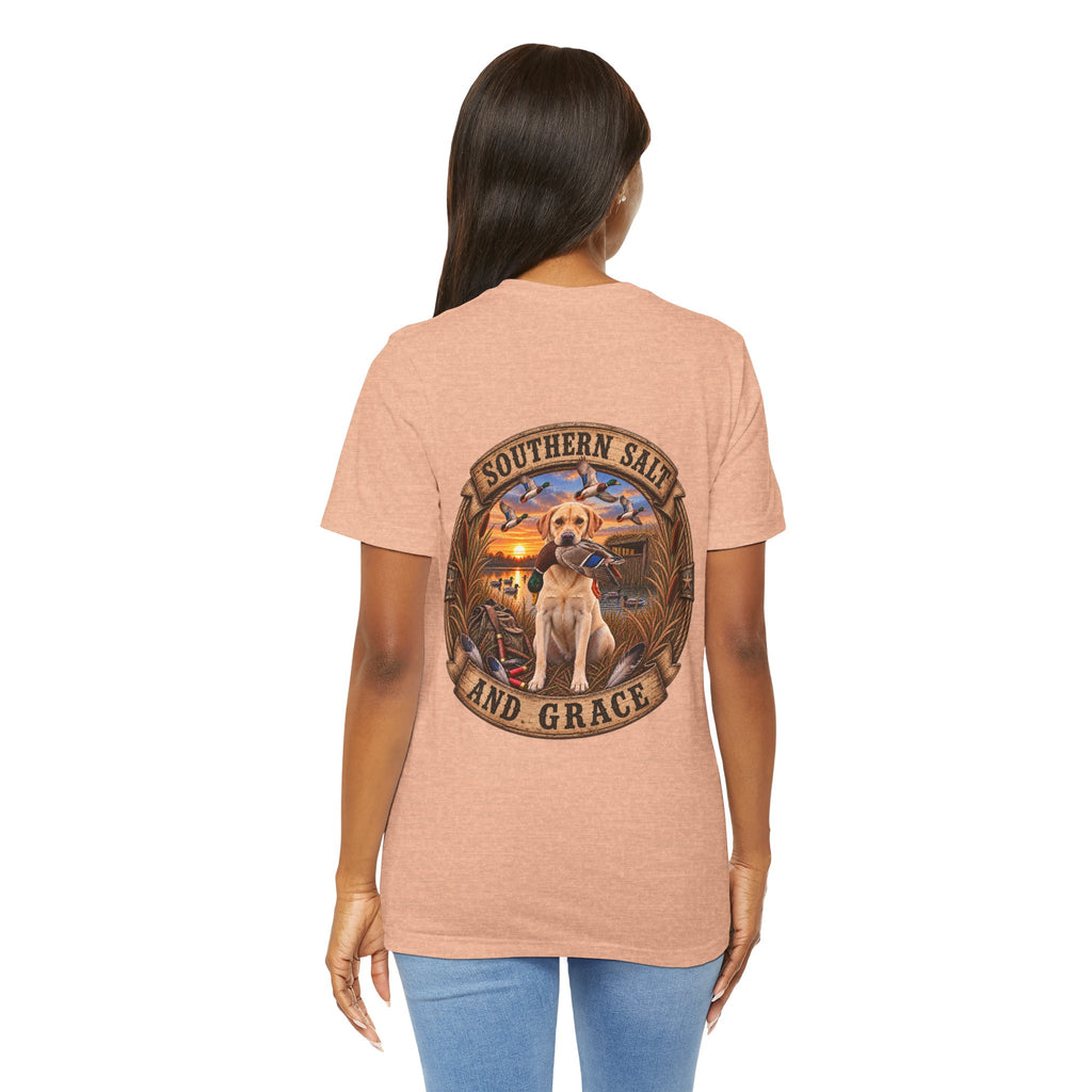 Marsh mornings yellow lab short sleeve