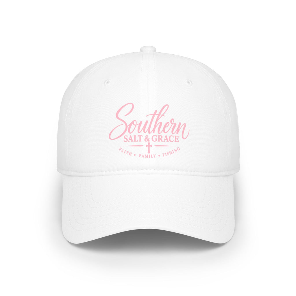Southern Salt & Grace Cap — Low Profile Baseball Hat with Pink Script