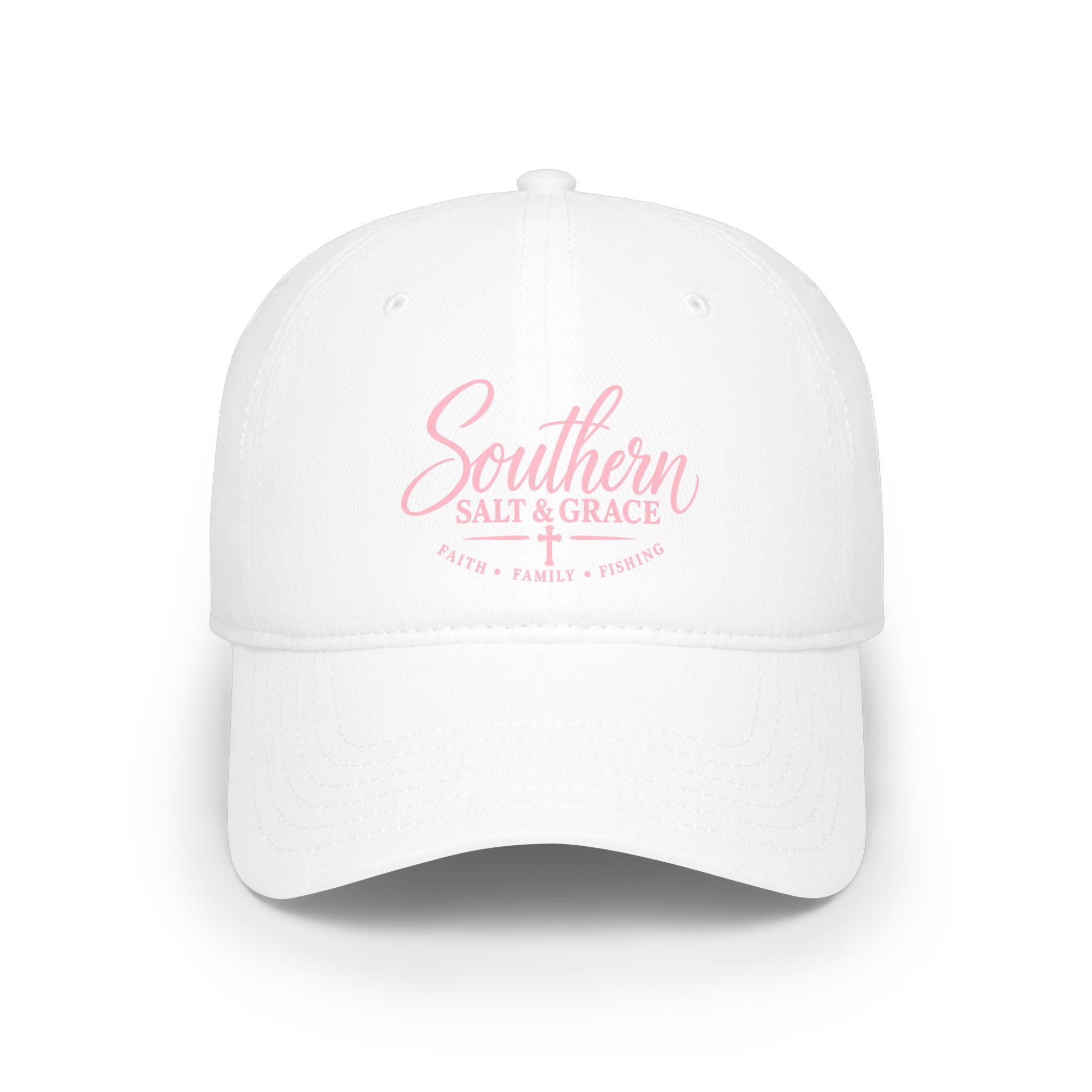 Southern Salt & Grace Cap — Low Profile Baseball Hat with Pink Script