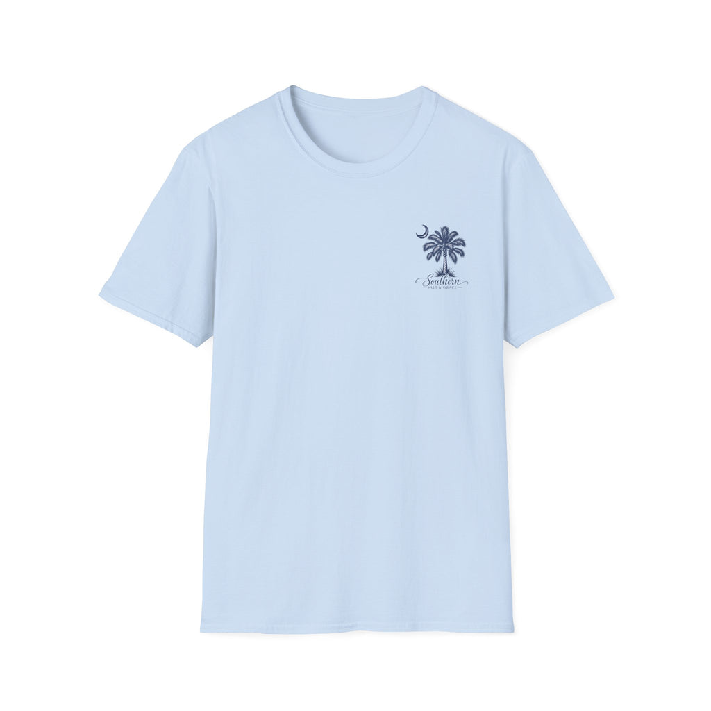 Palm Moon T-Shirt — 'Sunlit' Minimal Beach Palm Graphic Tee
